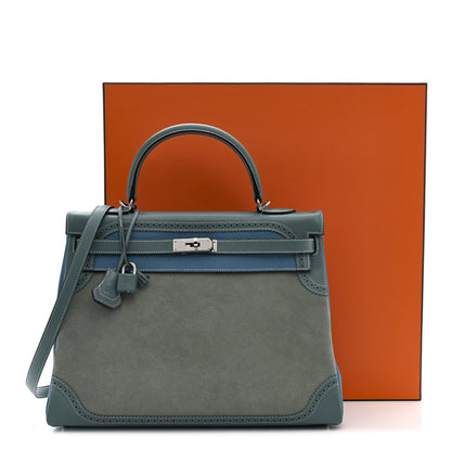 Hermes Veau Doblis Taurillon Clemence Evergrain Ghillies Kelly Retourne 35 Turquoise Ciel 11 of 11