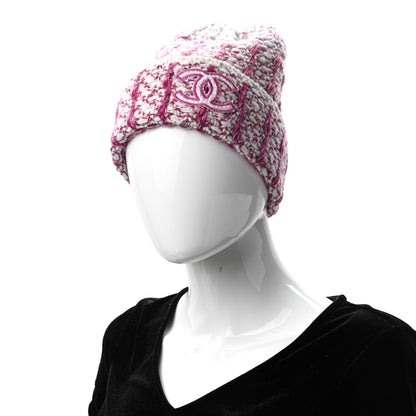 Chanel Cashmere Logo Beanie Hat Light Beige Dark Pink Light Pink 2 of 7