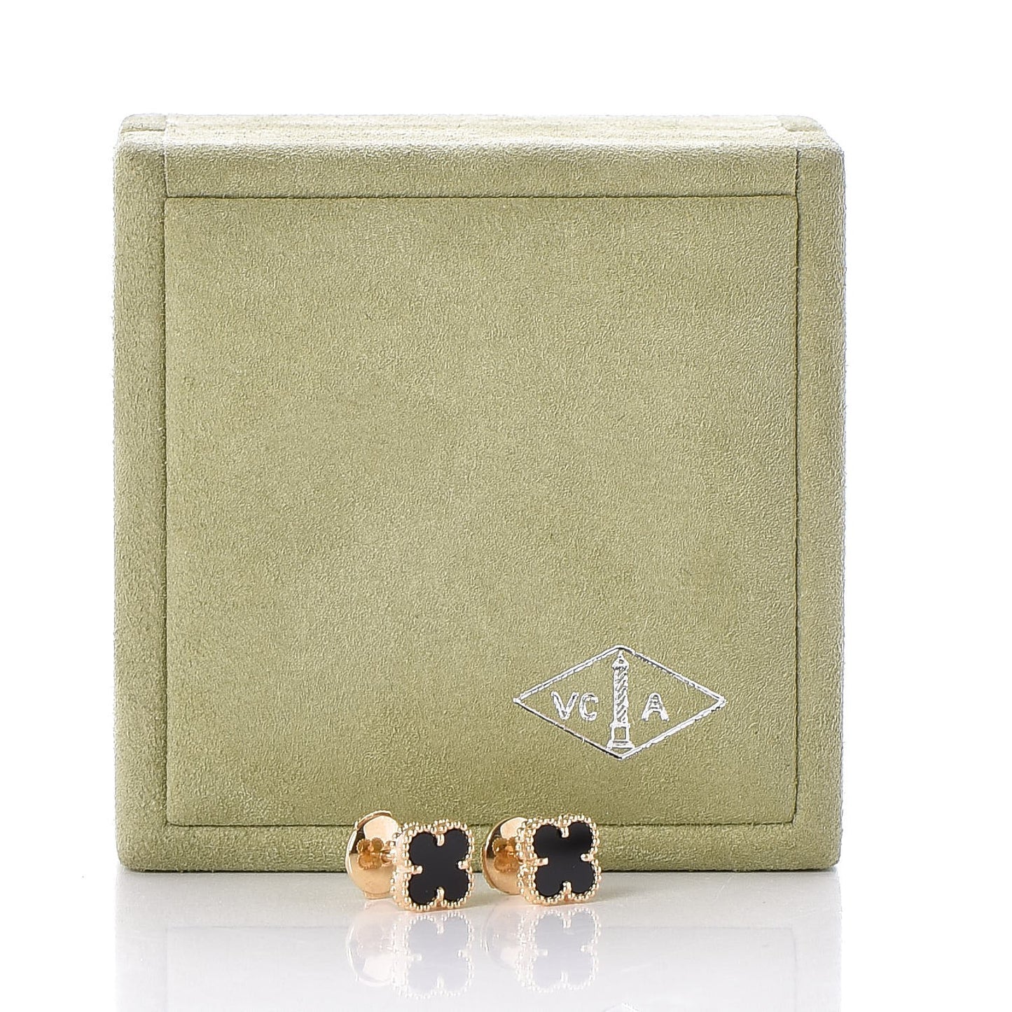 18K Yellow Gold Black Onyx Sweet Alhambra Earrings