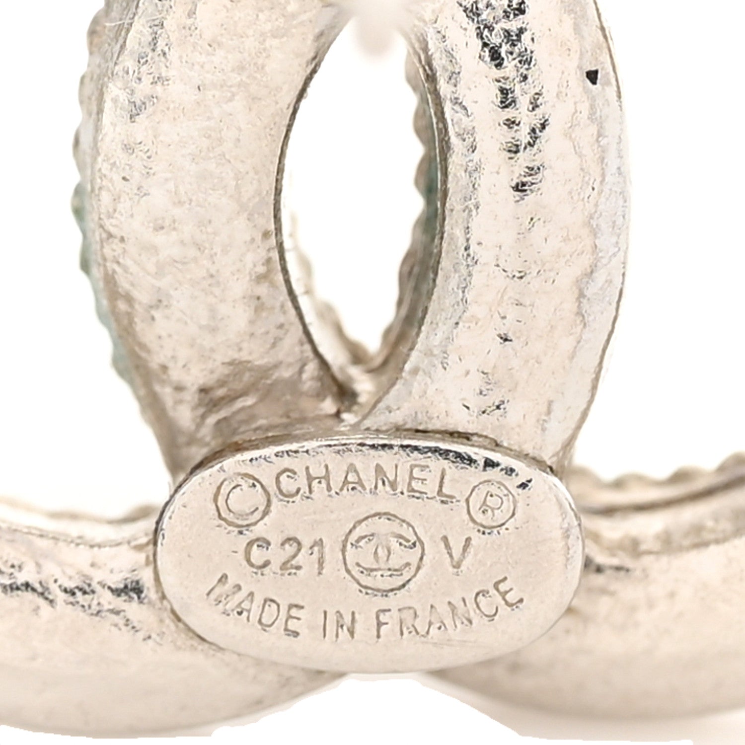 Chanel Crystal CC Earrings Silver 4 of 5