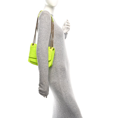 Saint Laurent Crinkled Calfskin Matelasse Monogram Baby Niki Chain Satchel Neon Yellow 2 of 10