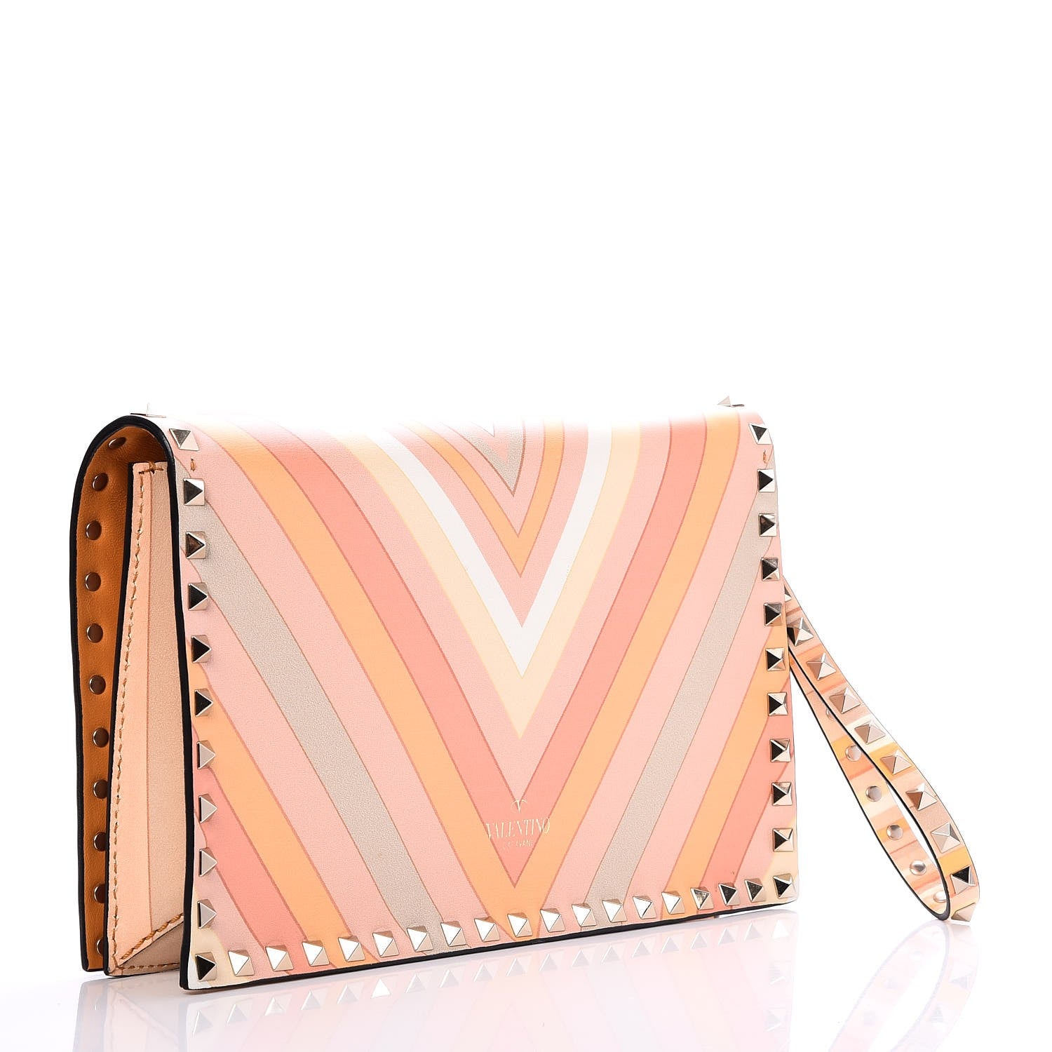 Valentino Garavani Nappa Native Couture 1975 Rockstud Wristlet Clutch Mandarin Sorbet 3 of 8