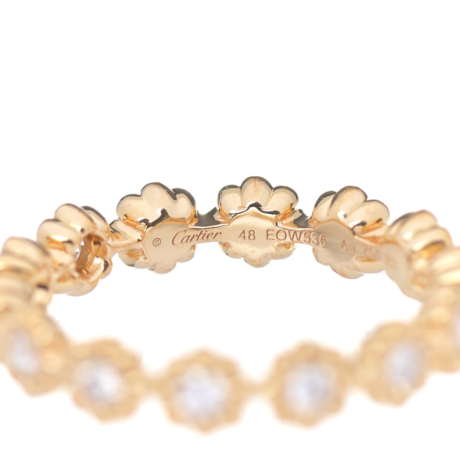 Cartier 18K Yellow Gold Diamond Cactus de Cartier Wedding Band Ring 48 4.5 4 of 5