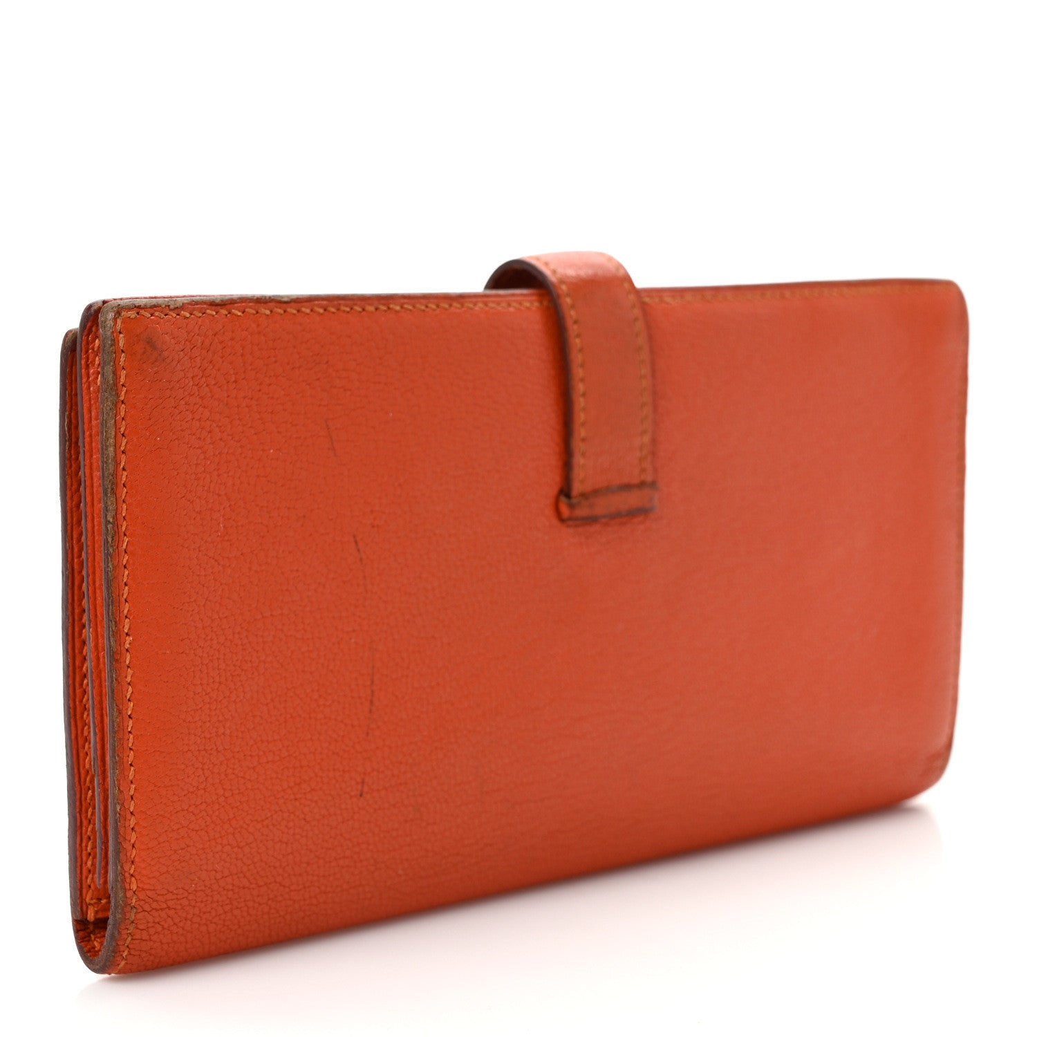 Hermes Chèvre Mysore Bearn Gusset Wallet Feu 3 of 12