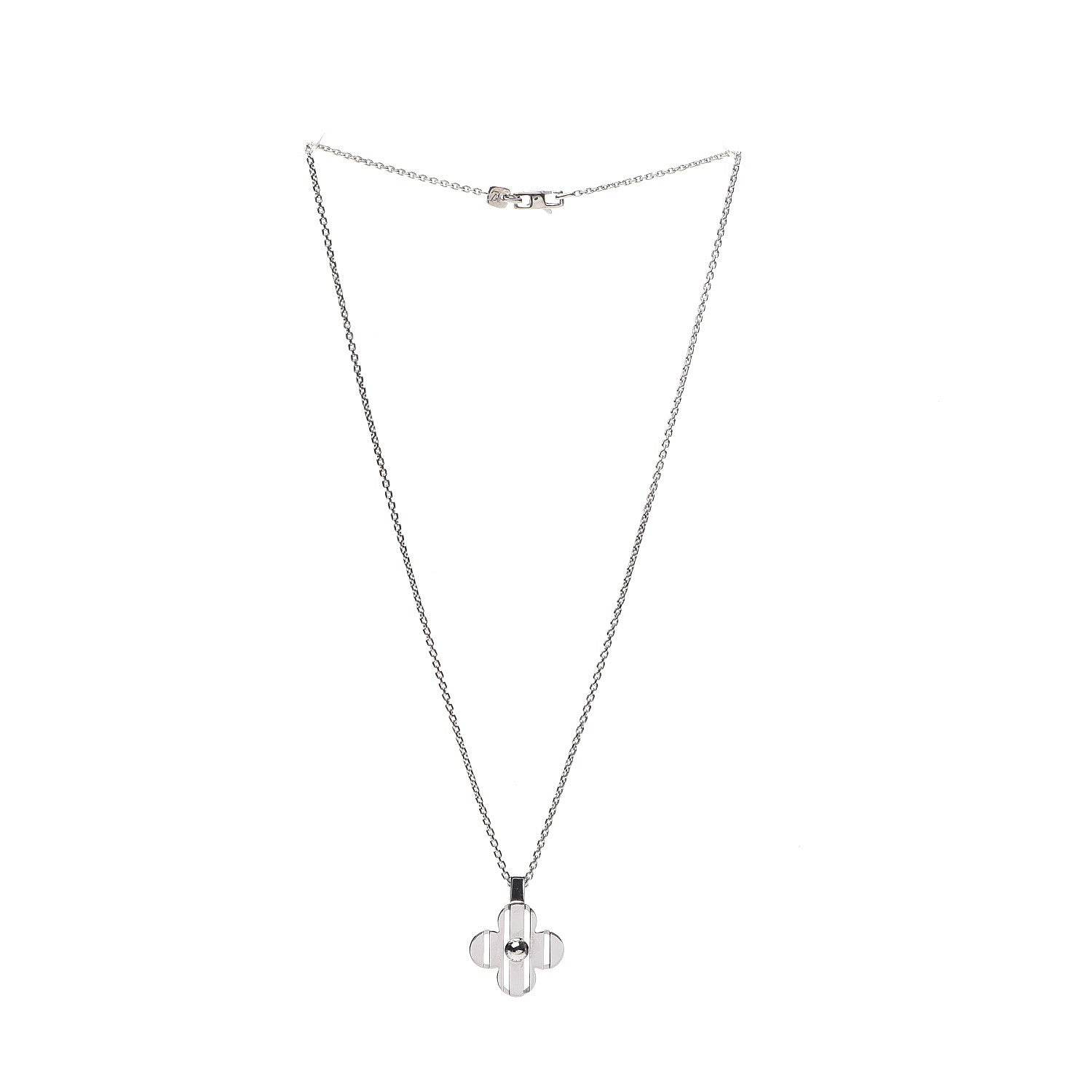 Louis Vuitton 18K White Gold Petite Fleur Pendant Necklace 2 of 4