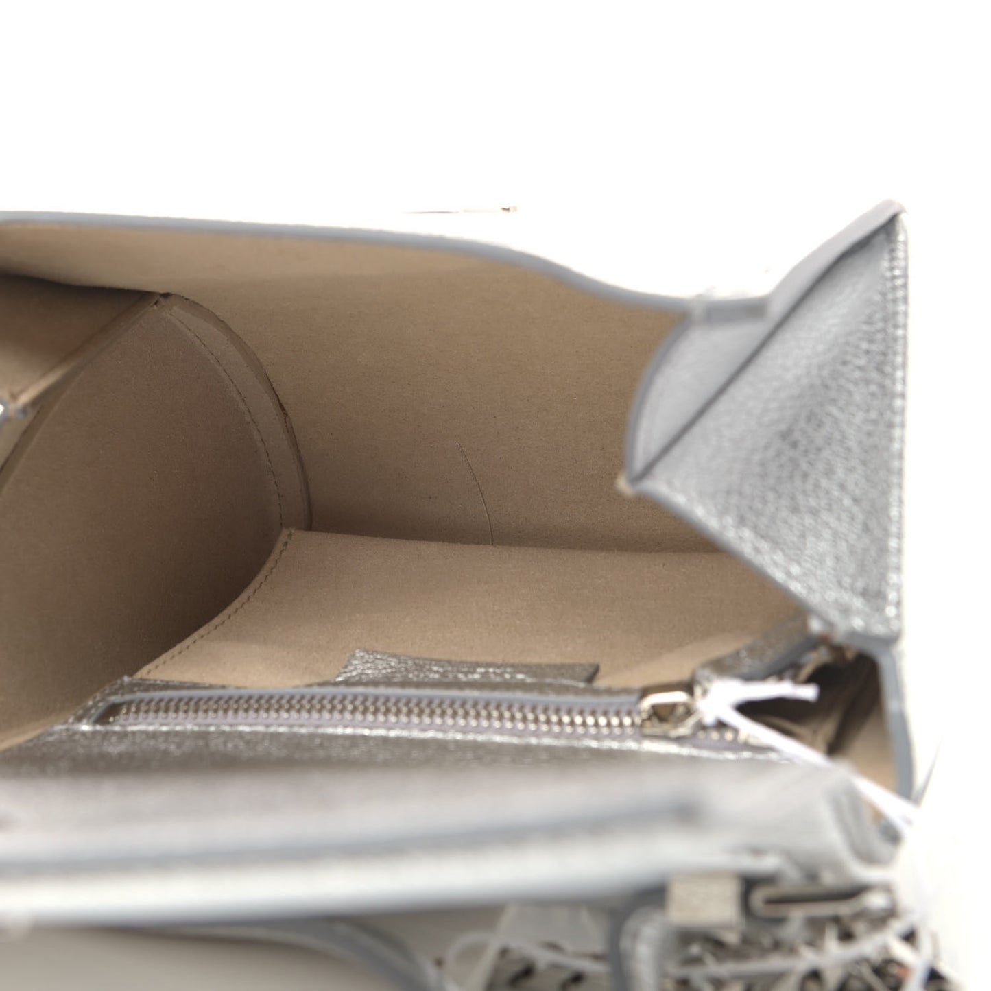 Metallic Calfskin Mini Pandora Box Chain Crossbody Bag Silver