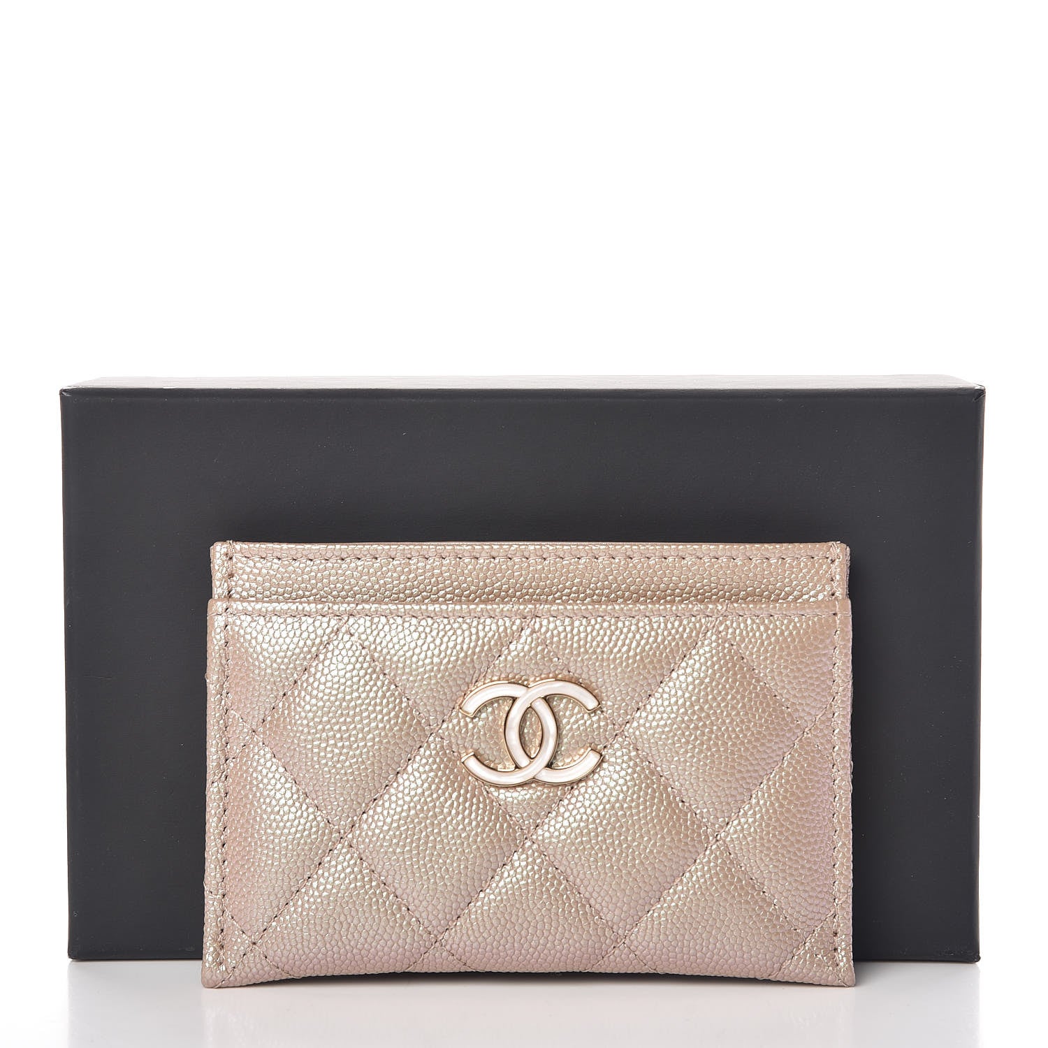 Chanel Iridescent Caviar Quilted Card Holder Beige 9 of 9