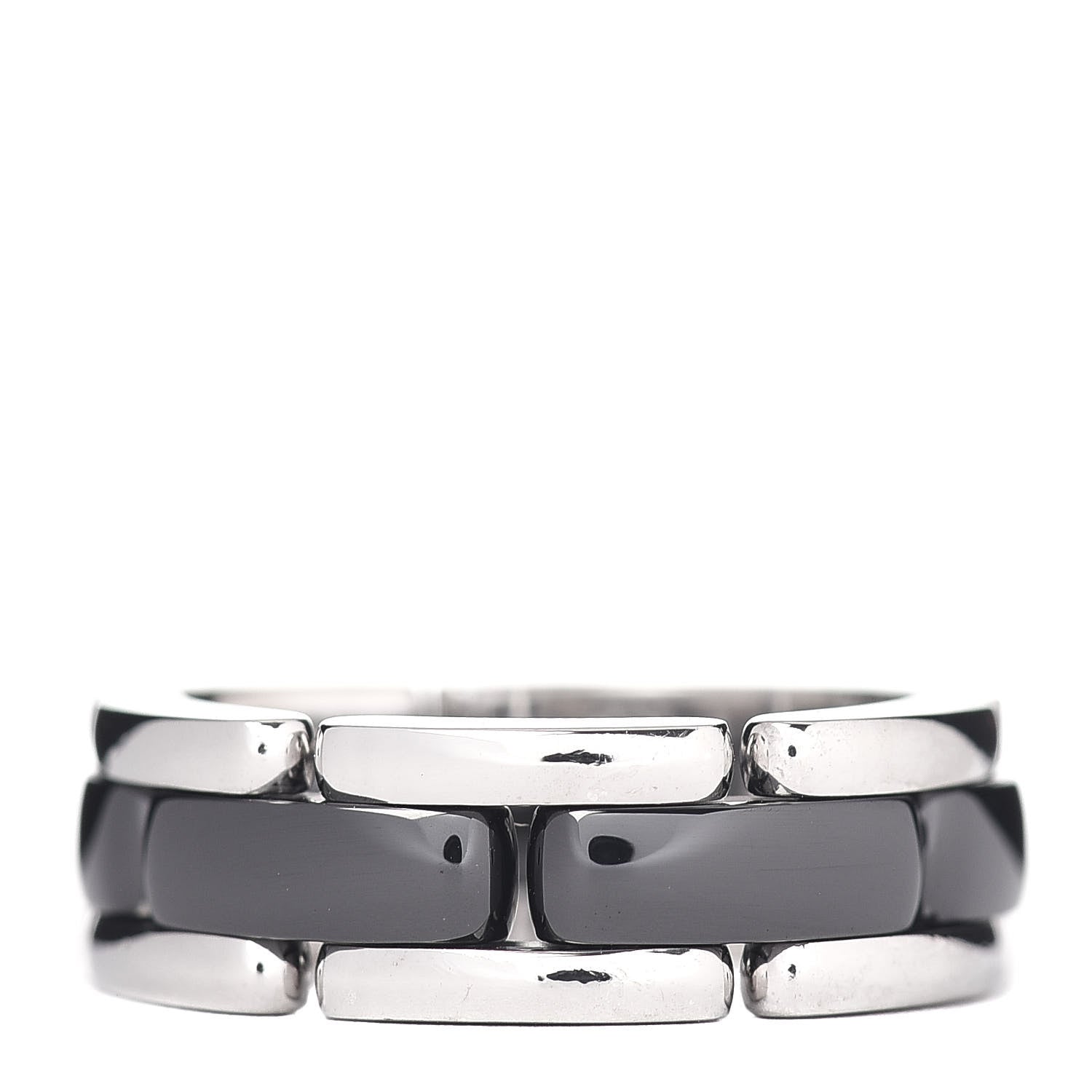 Chanel 18K White Gold Black Ceramic Medium Ultra Ring 52 6 1 of 4