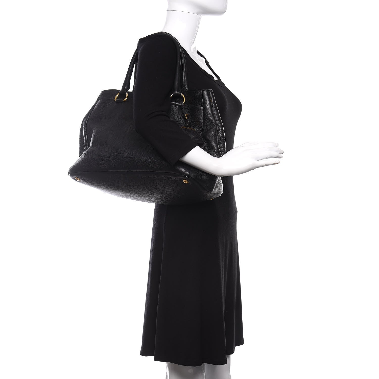 Prada Vitello Daino Shoulder Bag Black 2 of 9