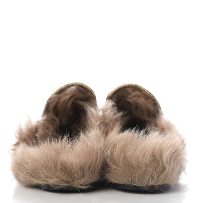 Gucci Brocade Fur Womens Princetown Slippers 36.5 Brown 6 of 9