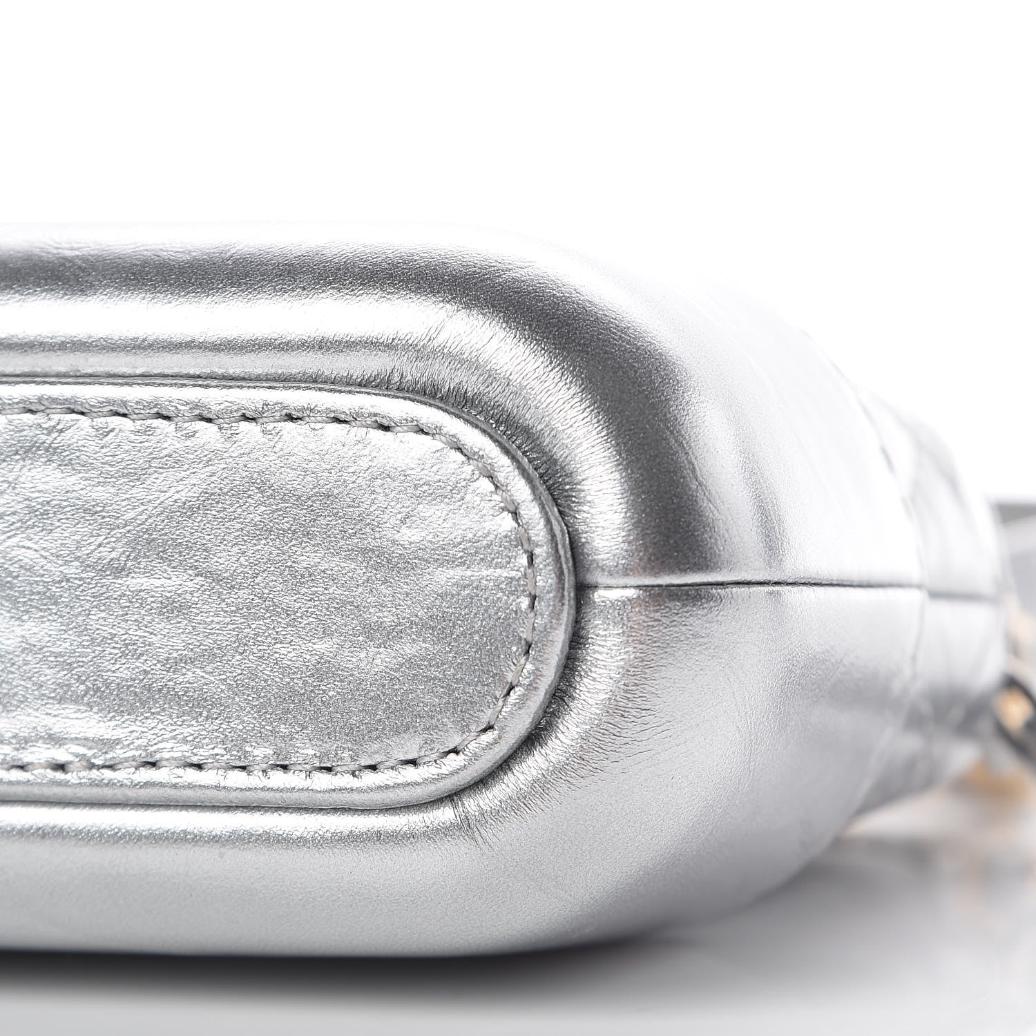 Chanel Metallic Lambskin Calfskin Quilted Small Gabrielle Clutch With Chain Silver 12 of 13