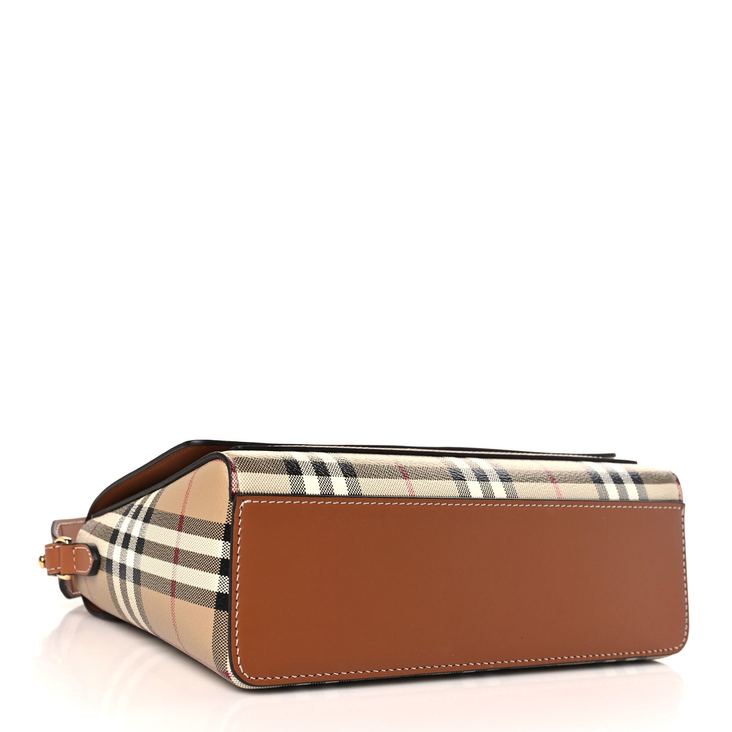 Coated Canvas Calfskin Vintage Check Medium Note Crossbody Bag Briar Brown