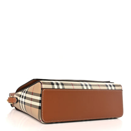 Burberry Coated Canvas Calfskin Vintage Check Medium Note Crossbody Bag Briar Brown 4 of 8
