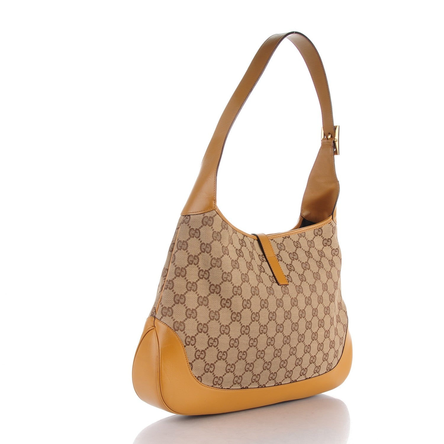 Gucci Monogram Web Medium Jackie O Hobo Tan 3 of 11