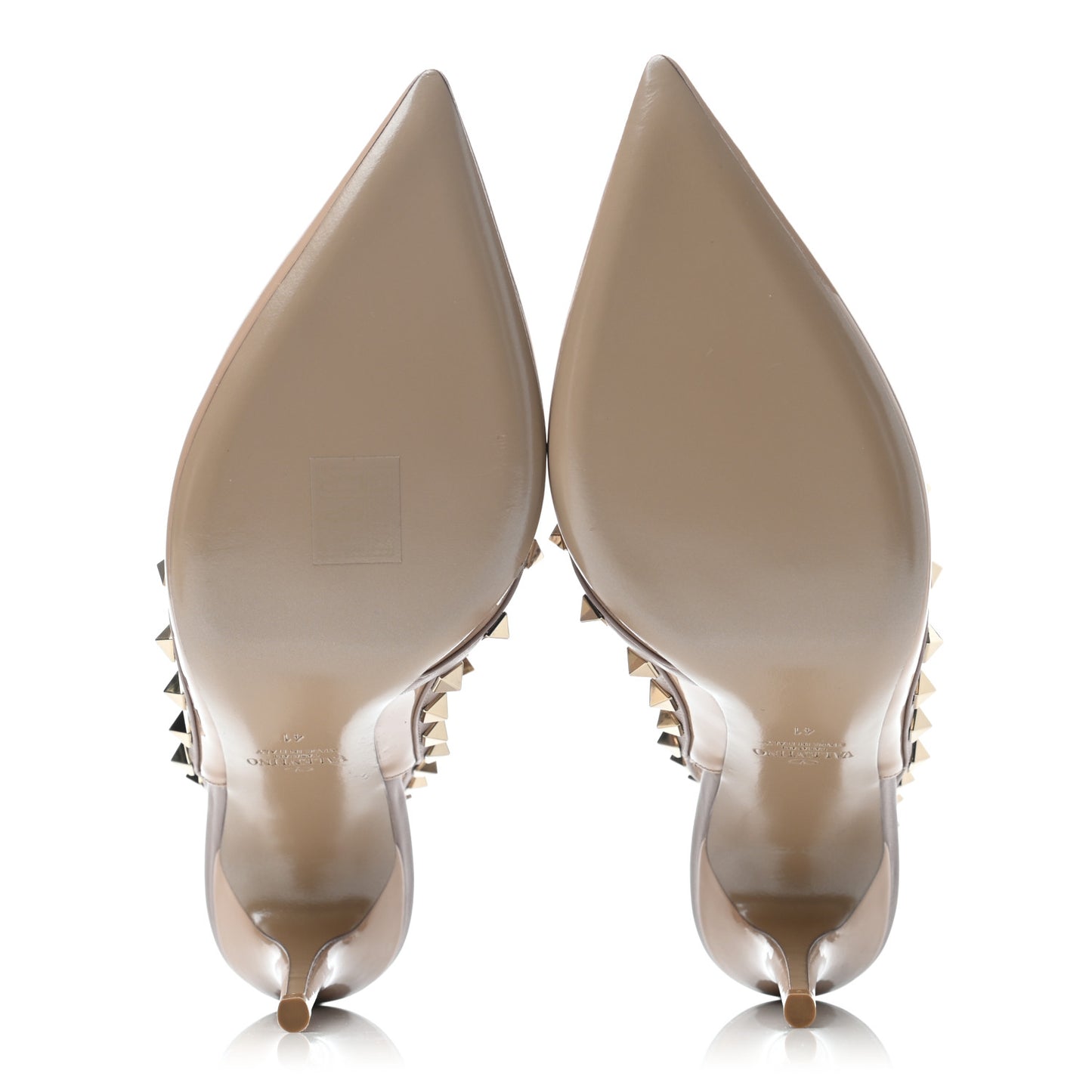 Patent Nappa Rockstud Ankle Strap 100mm Pumps 41 Camel Rose Poudre