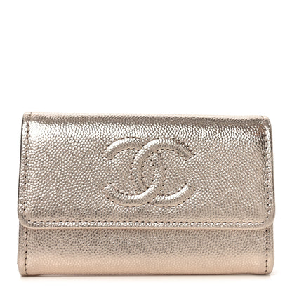 Chanel Metallic Caviar Quilted CC Flap Card Holder Copper 1 of 8