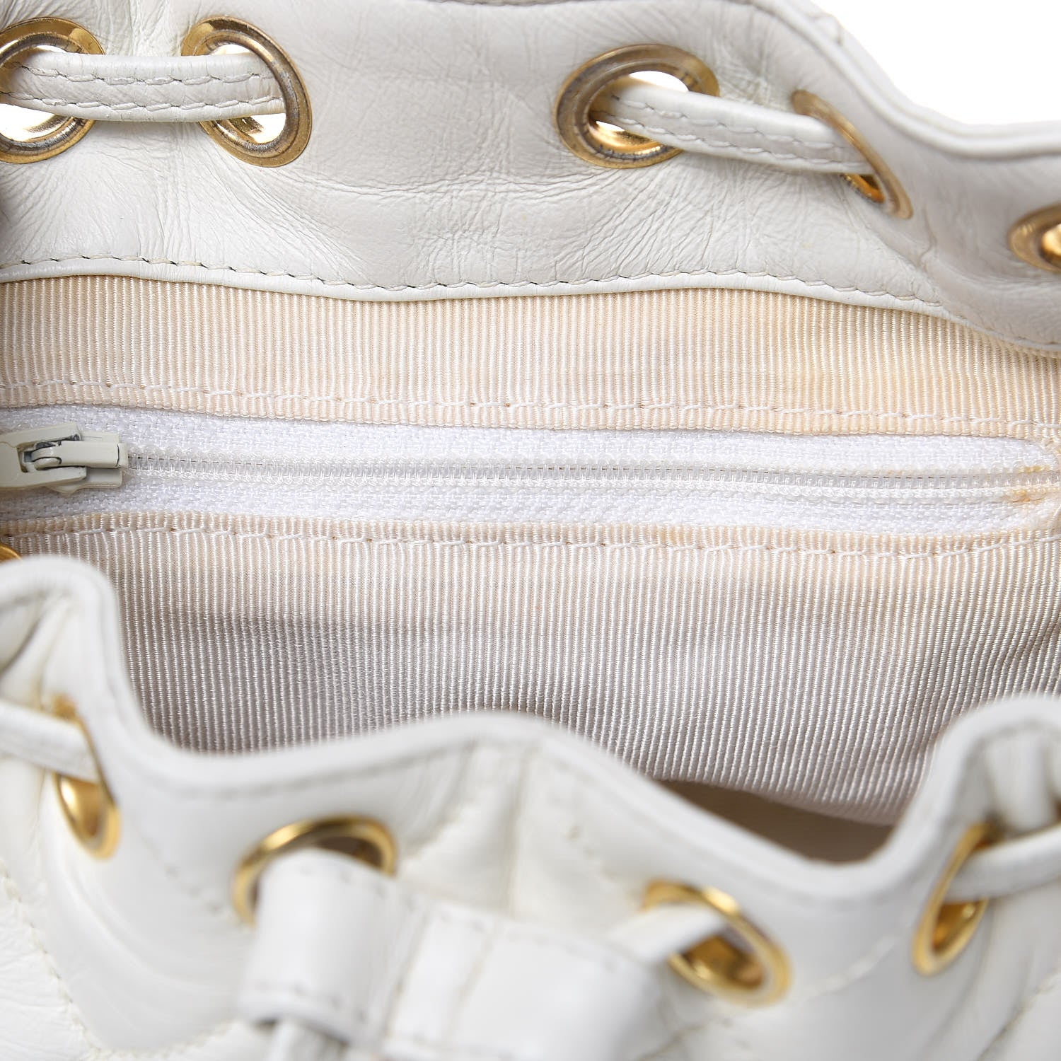 Chanel Calfskin Quilted Drawstring Bag White 11 of 11