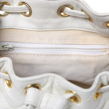 Chanel Calfskin Quilted Drawstring Bag White 11 of 11