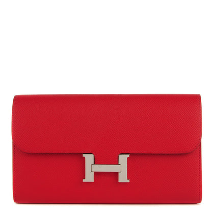 Hermes Epsom Constance Long Wallet Rouge Casaque 1 of 11