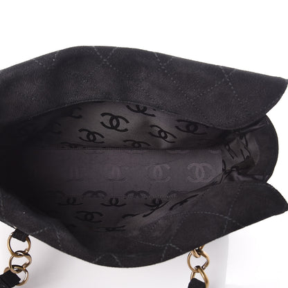 Chanel Suede Stitched Shoulder Bag Black 5 of 9