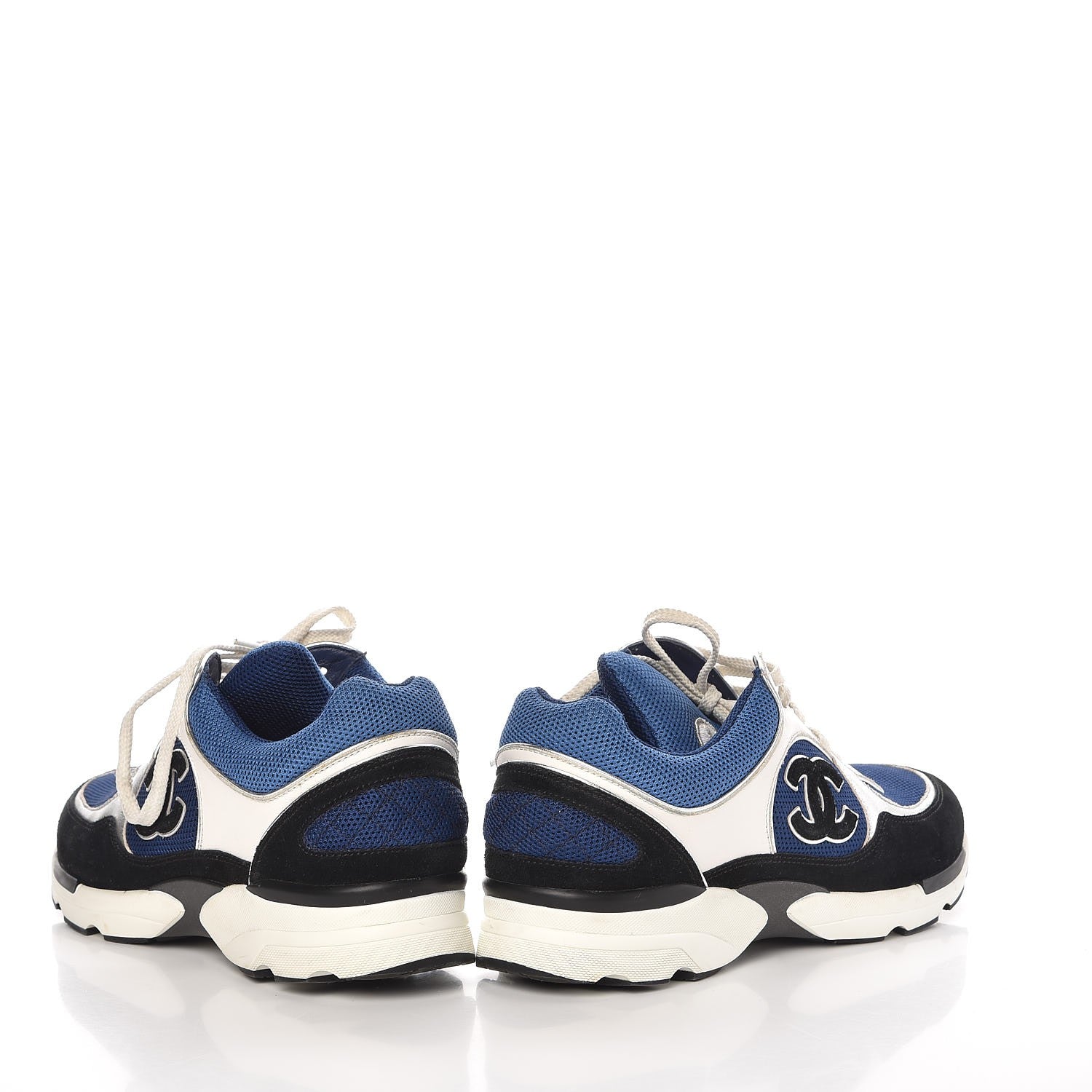 Chanel Suede Calfskin CC Sneakers 39 Blue Black 6 of 11