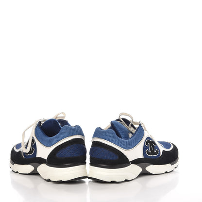 Chanel Suede Calfskin CC Sneakers 39 Blue Black 6 of 11