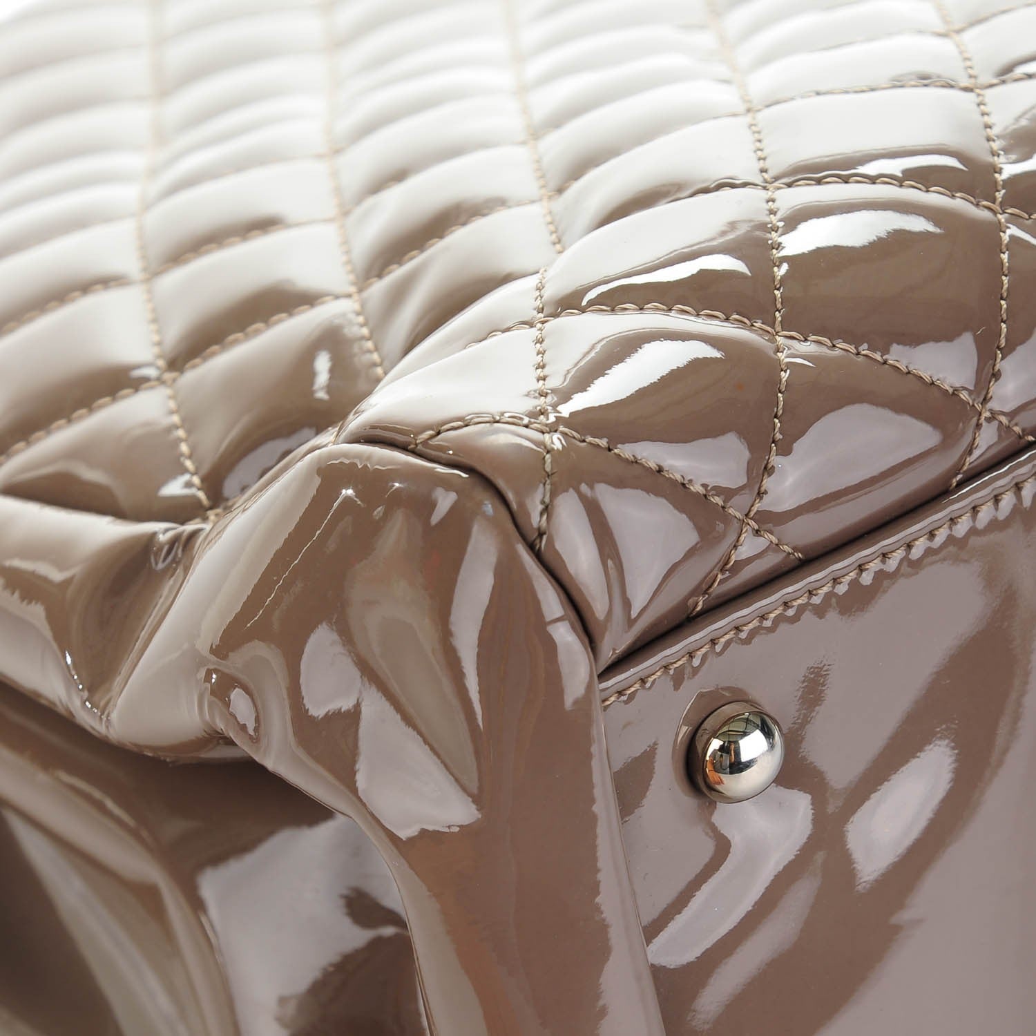 Chanel Patent Quilted Large Just Mademoiselle Bowling Bag Grey 10 of 11