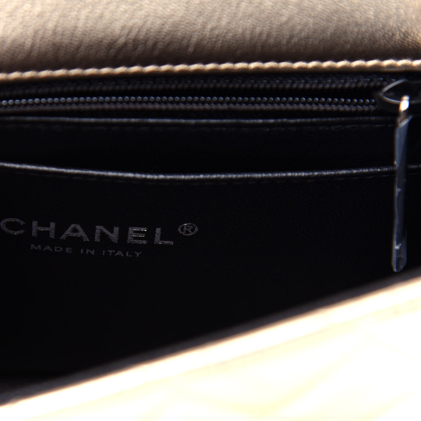 Metallic Lambskin Quilted Mini Square Flap Gold Black