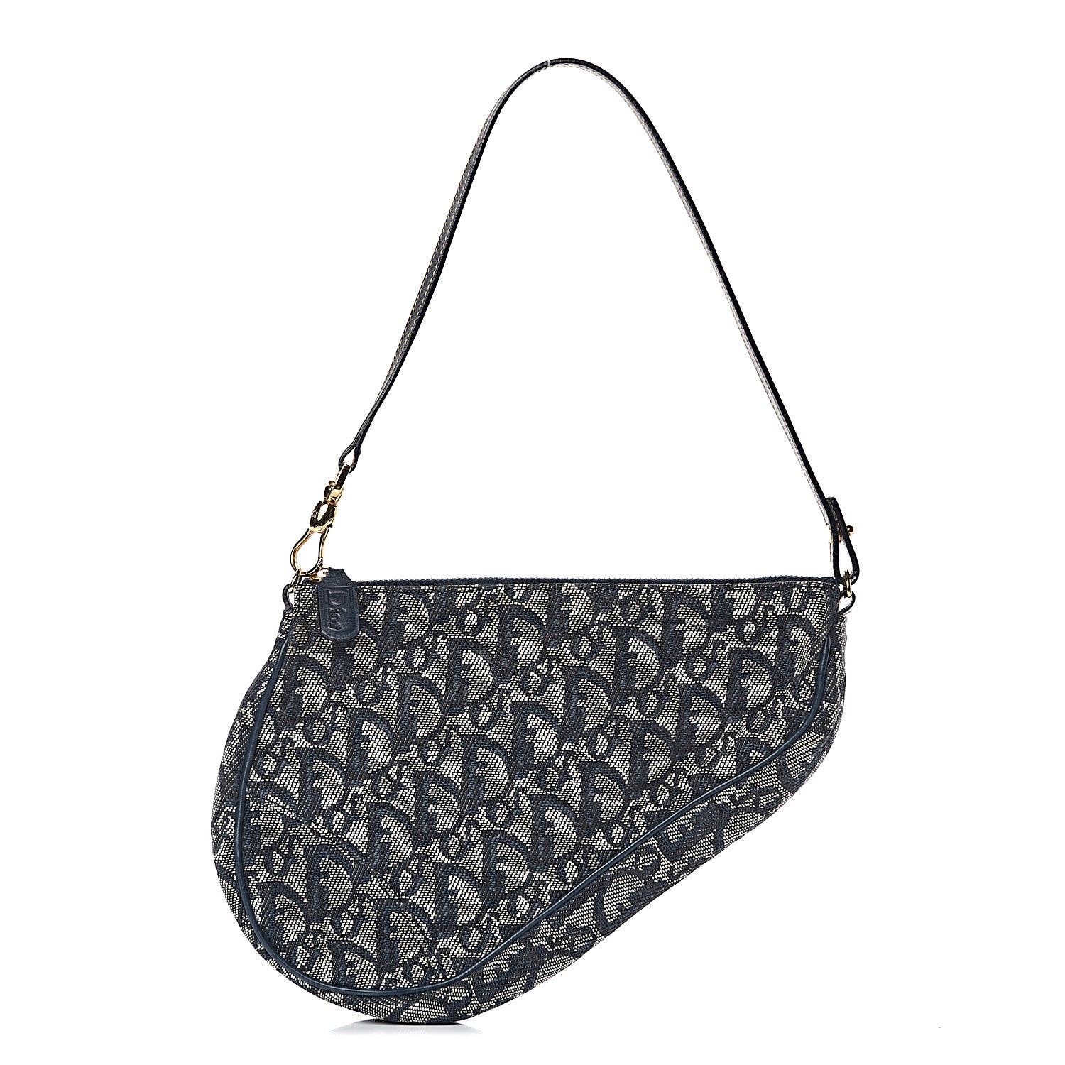 Christian Dior Monogram Mini Saddle Pochette Navy 1 of 12