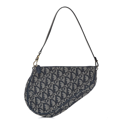 Christian Dior Monogram Mini Saddle Pochette Navy 1 of 12