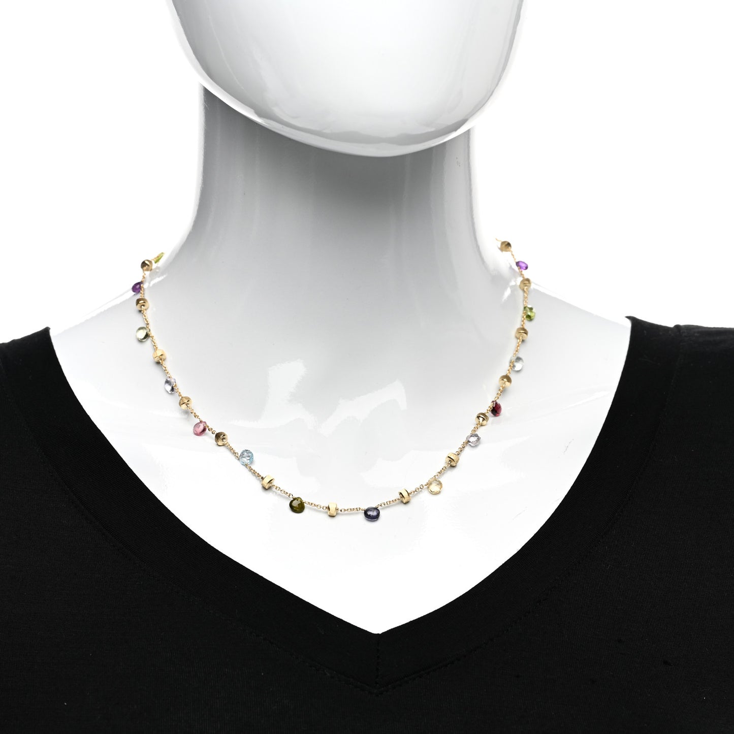18K Yellow Gold Multi Gemstone Paradise Necklace Collar Necklace