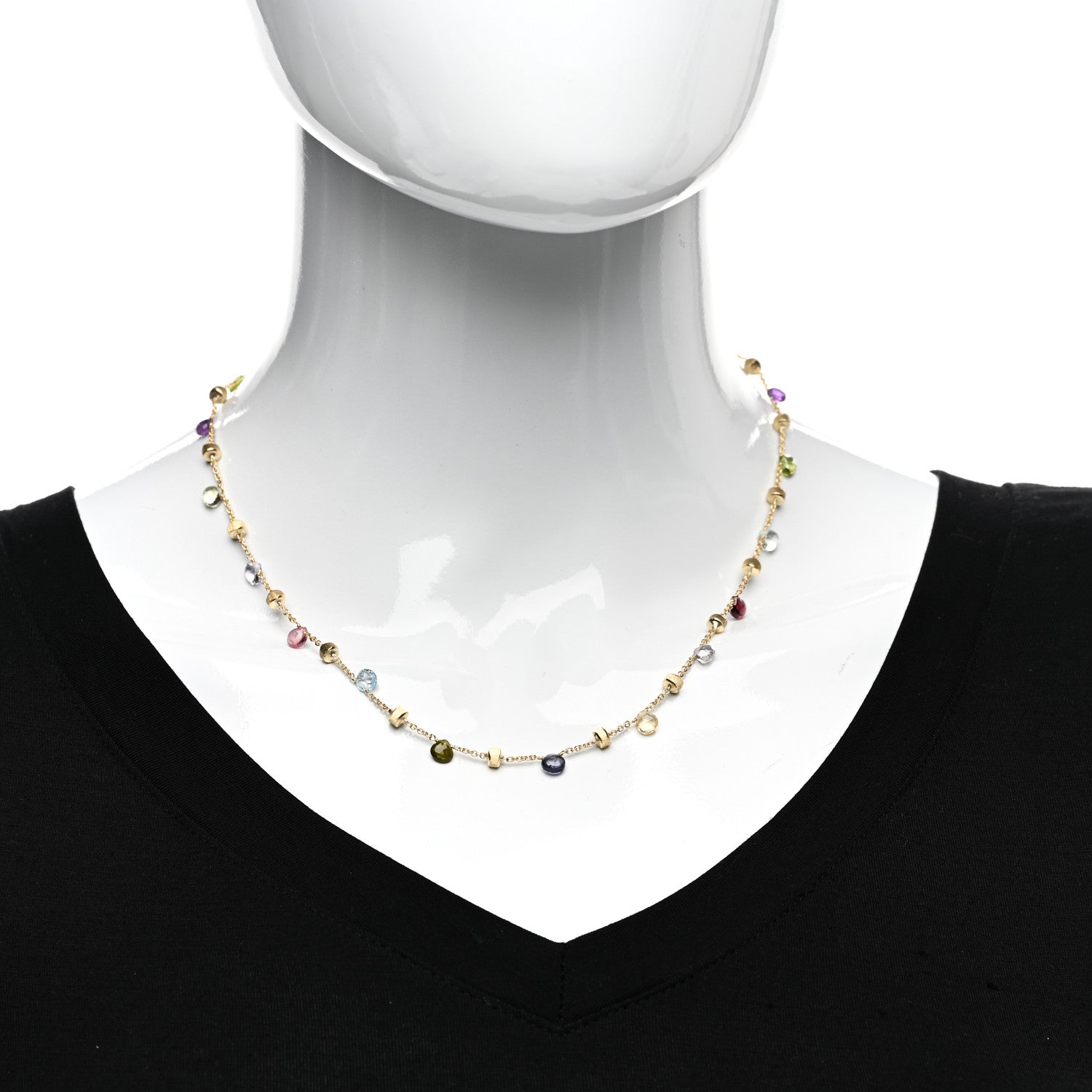 Marco Bicego 18K Yellow Gold Multi Gemstone Paradise Necklace Collar Necklace 2 of 4