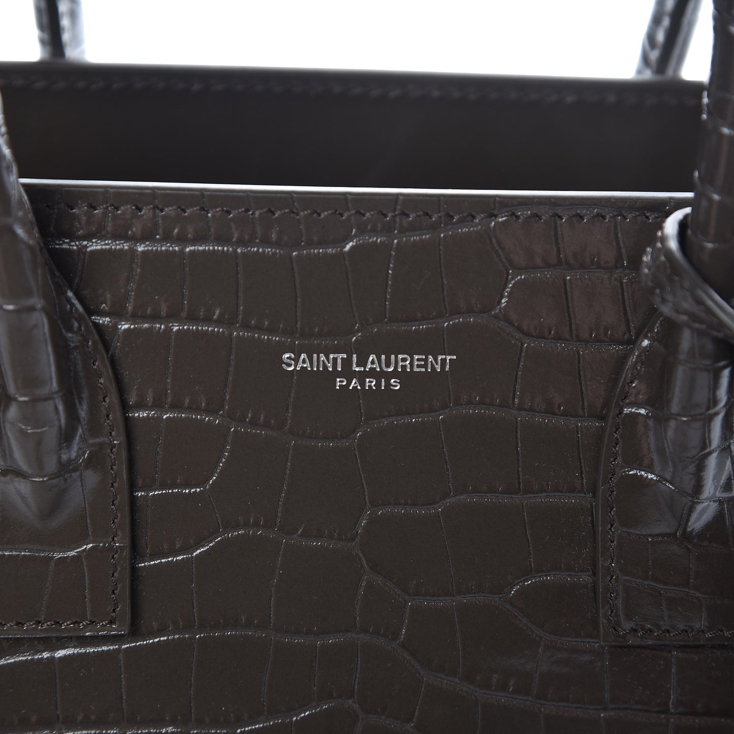 Calfskin Crocodile Embossed Baby Sac De Jour Dark Brown