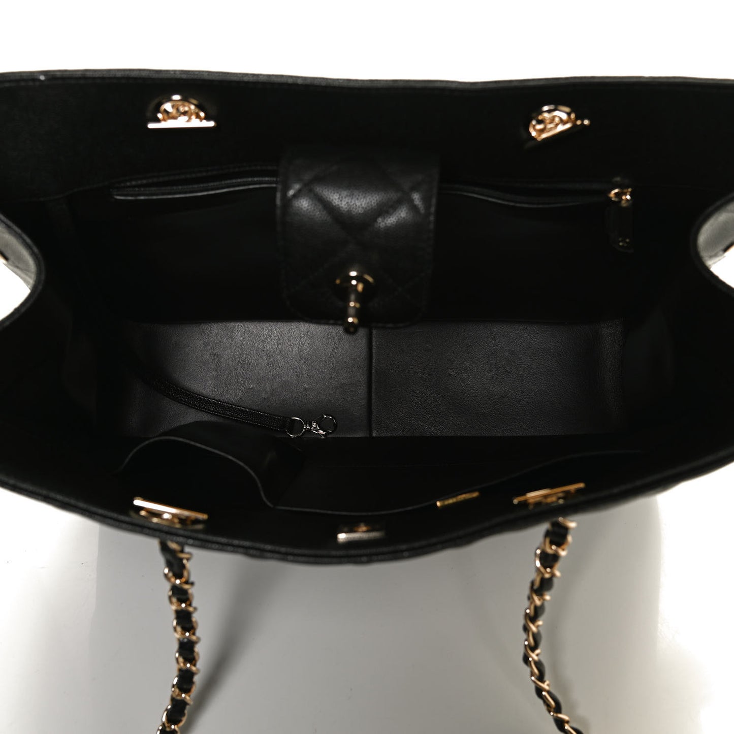 Caviar Quilted Large Shopping Tote Black
