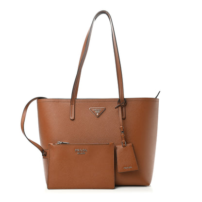 Prada Saffiano Cuir Shopping Tote Cognac Black 1 of 4