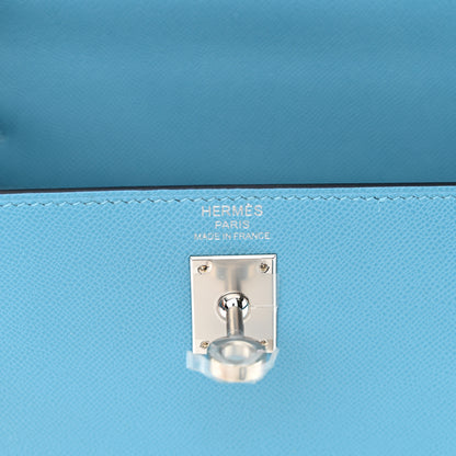 Hermes Madame Calfskin Verso Kelly Sellier 25 Bleu Du Nord Cuivre 6 of 11