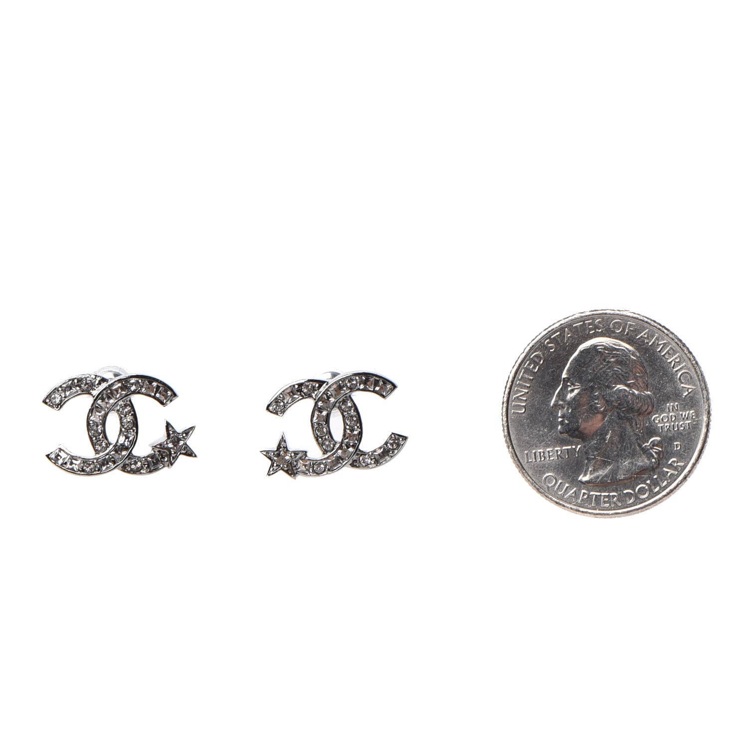 Chanel Crystal CC Starfall Earrings Silver 2 of 5