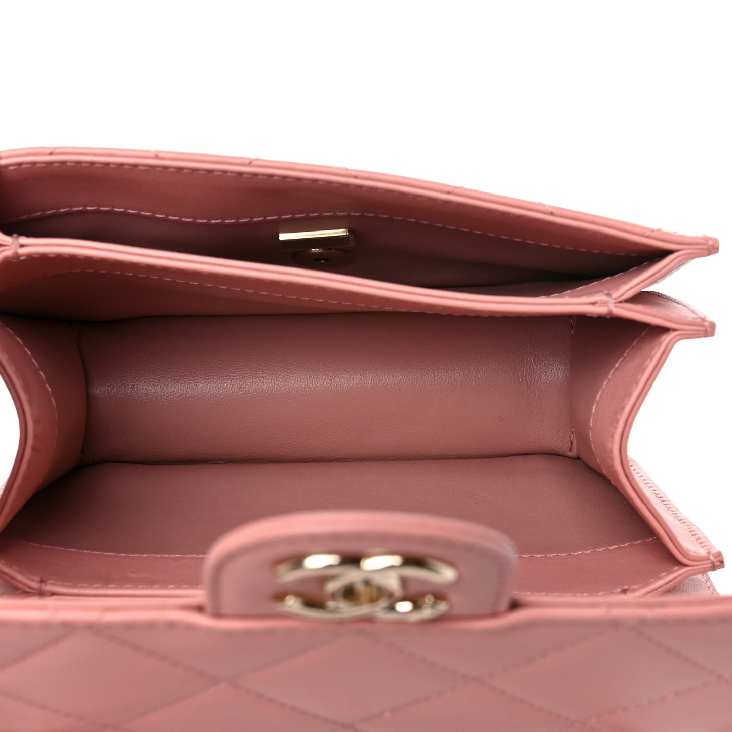 Calfskin Quilted Small Top Handle Flap Pink