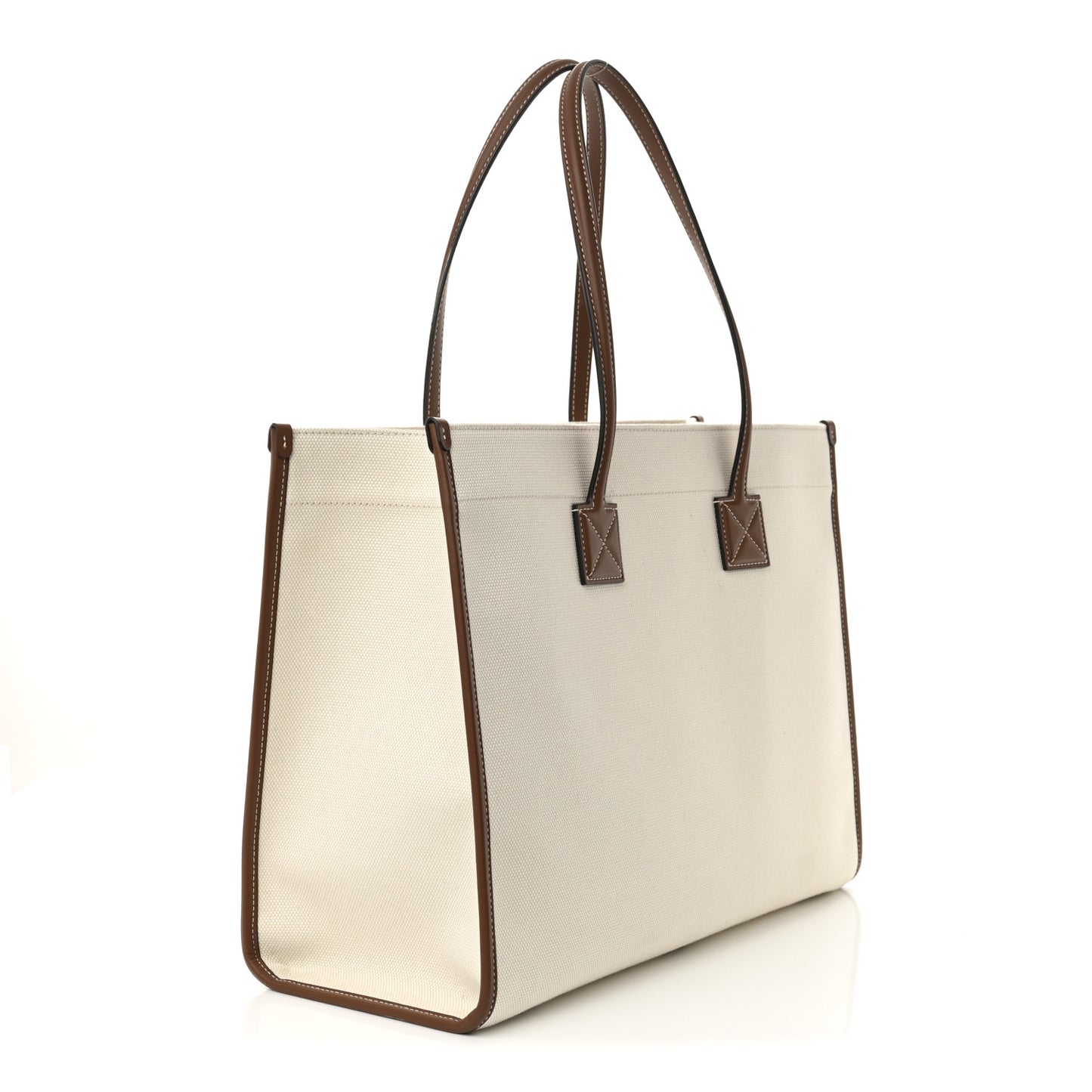 Canvas Smooth Calfskin Medium Two Tone Freya Tote Natural Tan
