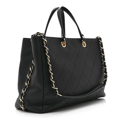 Chanel Bullskin Stitched Medium Shopping Bag Black 3 of 10