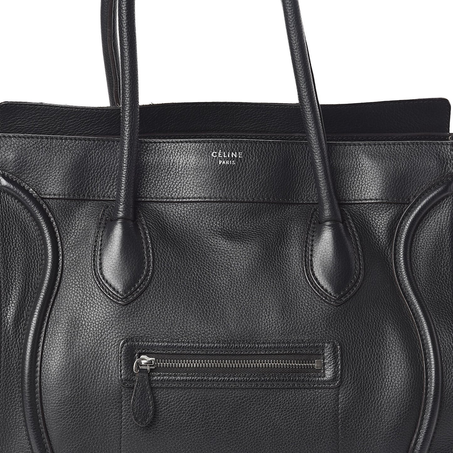 Drummed Calfskin Shoulder Luggage Black