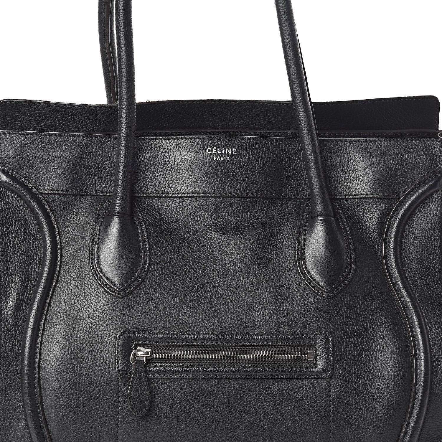 Celine Drummed Calfskin Shoulder Luggage Black 7 of 9
