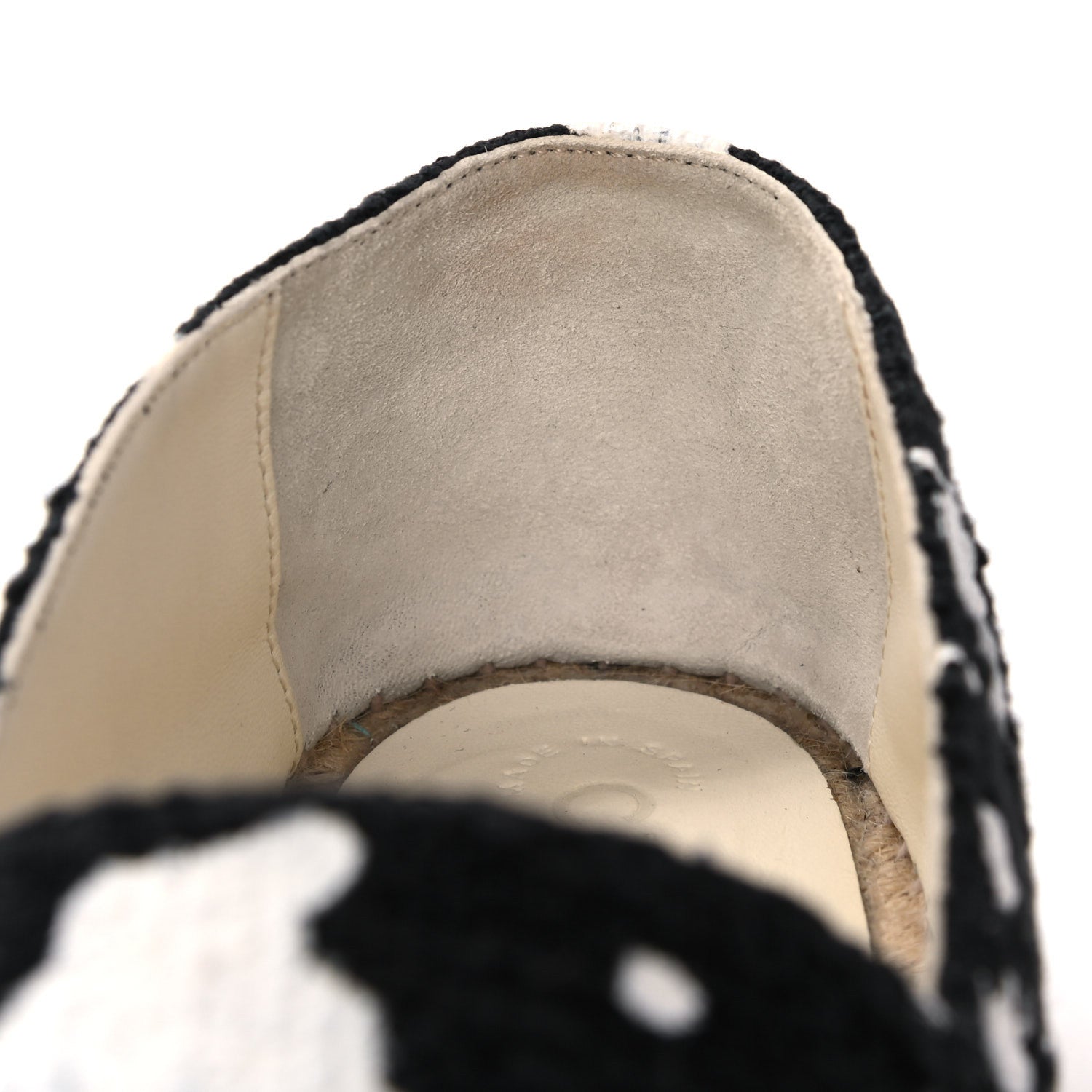 Chanel Patent Tweed Splatter Paint Print Cap Toe CC Espadrilles 41 Black White 11 of 12