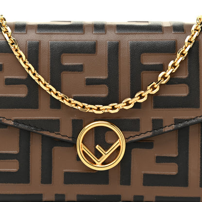 Fendi Vitello Soft F is Fendi Bi-Color FF 1974 Embossed Continental Envelope Wallet On Chain Maya Black 8 of 13