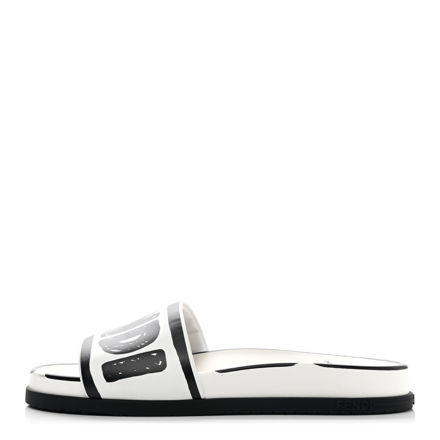 X JOSHUA VIDES Roma Calfskin Fussbetts Slide Sandals 38 Snow White Black