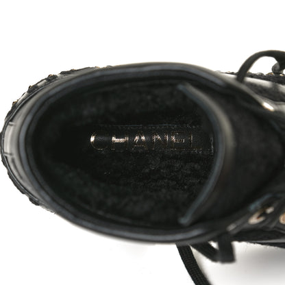 Chanel Tweed Calfskin Chain Short Boots 36 Black 9 of 9