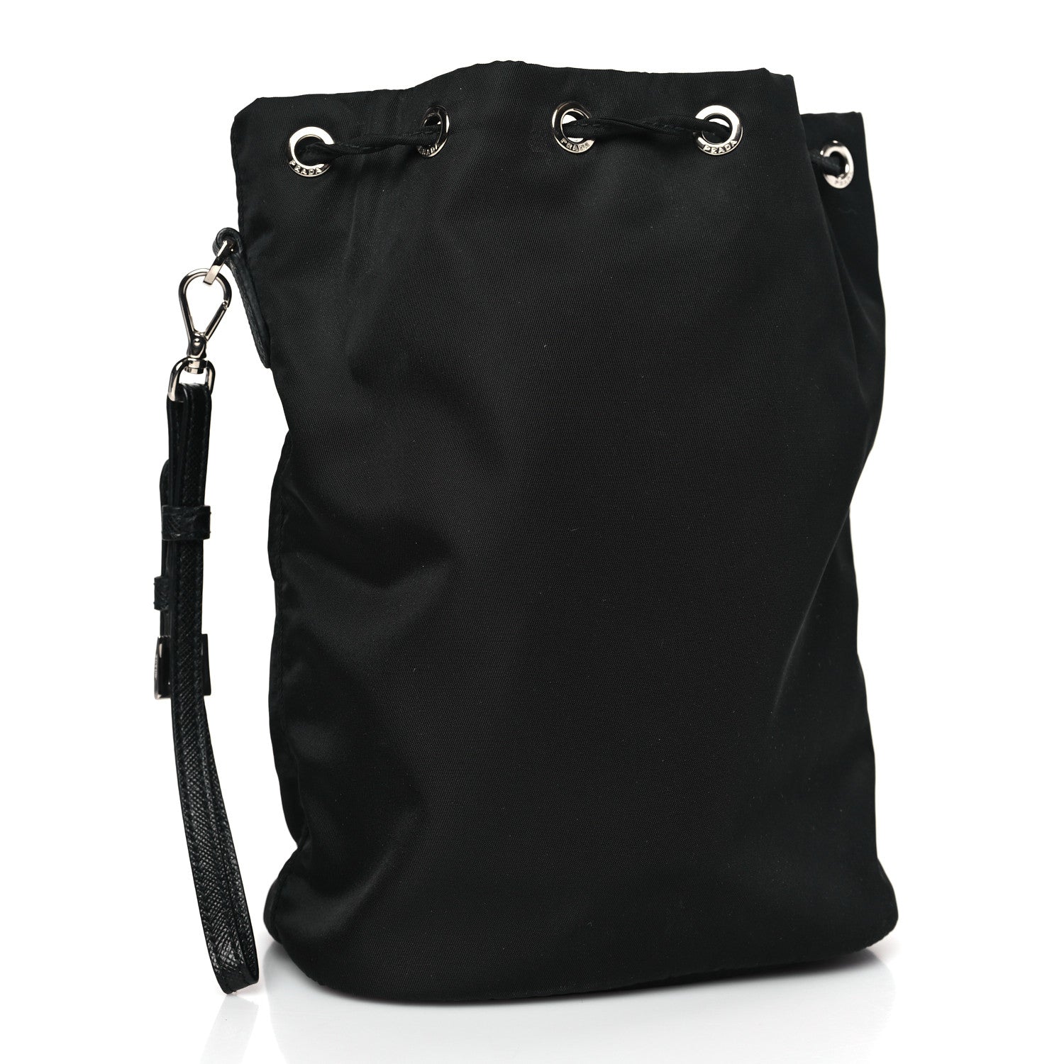 Prada Nylon Vela Drawstring Wristlet Pouch Black 3 of 9