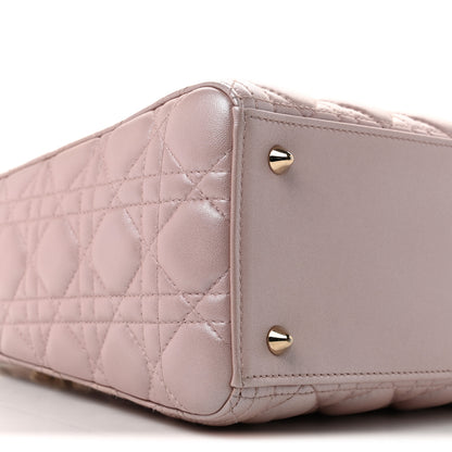 Christian Dior Pearly Lambskin Cannage Medium Lady Dior Lotus 9 of 13