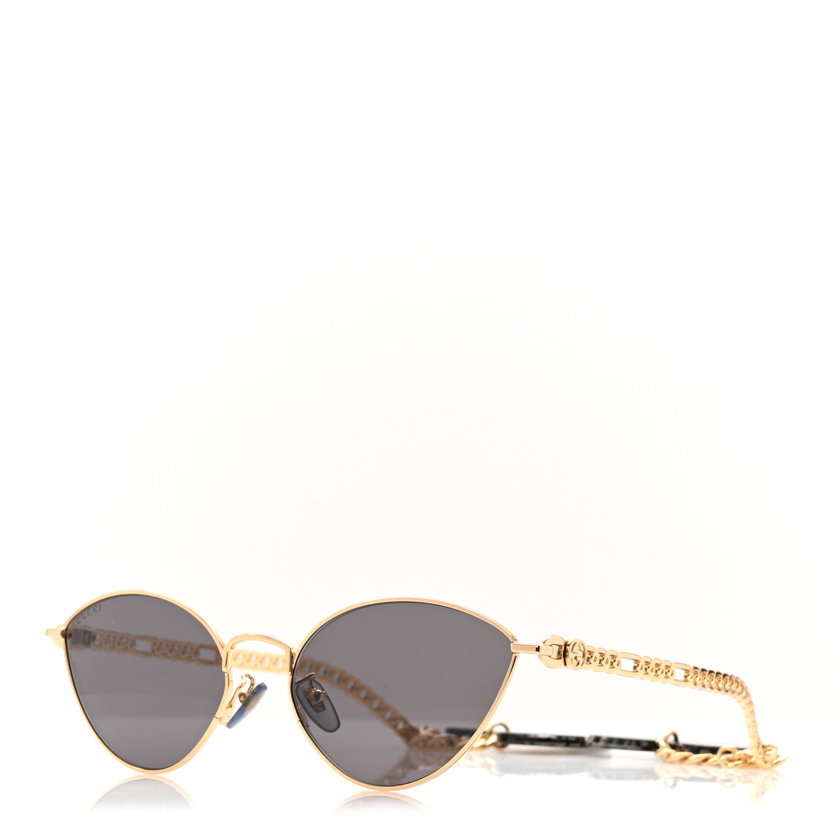 Gucci Metal Chain Cat Eye GG0977S Sunglasses Gold Grey  display picture 1
