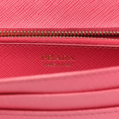 Prada Saffiano Metal Continental Flap Wallet Peonia 6 of 12